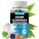 SUOOCH 4 packs hemp gummies bottle front view for daily wellness support.