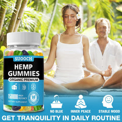 SUOOCH 4 packs packaging highlights organic hemp oil extract benefits.