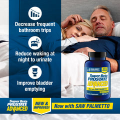 Close-up of SUPER BETA PROSTATE Advanced label highlighting ingredients