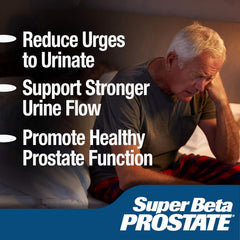 Super Beta Prostate bottle pour illustrating easy daily dosing.