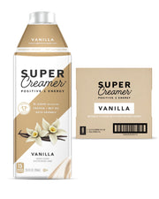 SUPER COFFEE Vanilla Creamer bottle front view, showcasing a sugar-free formula.