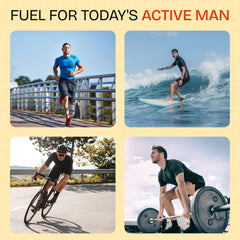 Super Macho ingredient panel shows zinc and seven B vitamins for daily support.