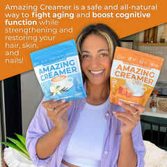 Superfoods Company Amazing Creamer salted caramel in glass demonstrates low sugar indulgence.