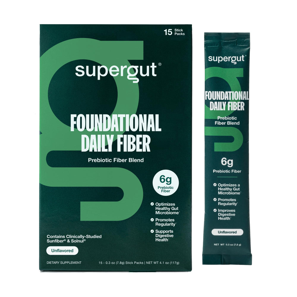 Supergut Foundational Daily Fiber stick-pack for convenient daily fiber support