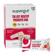 Supergut GLP-1 Bar strawberry almond front view, protein-packed on-the-go snack.