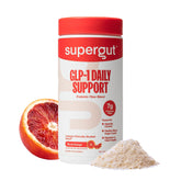 Supergut GLP-1 Daily Support bottle with blood orange flavor supports gut health.