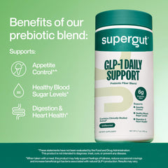 Single-serving packet of Supergut GLP-1 Daily Support ready to mix.