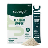 Supergut GLP1 Daily Support tub front highlighting high-fiber sugar-free gut health