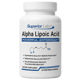 Superior Labs Alpha Lipoic Acid 600 mg bottle—antioxidant support for daily wellness.