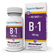 Superior Source B-1 100mg bottle shown for easy daily dosing