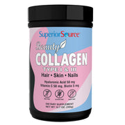 Superior Source Beauty Collagen tub front view, unflavored powder for easy daily mixing.