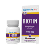 Superior Source Biotin 1000 mcg microlingual tablet dissolves under the tongue for rapid absorption