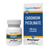 Superior Source Chromium Picolinate tablets in a pack for easy daily use and metabolism support.
