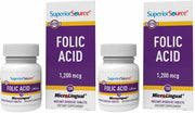 Superior Source Folic Acid 1200 mcg bottle front for everyday wellness on the go.
