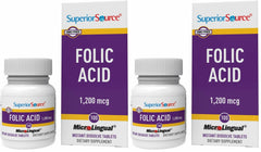 Superior Source Folic Acid 1200 mcg bottle front for everyday wellness on the go.