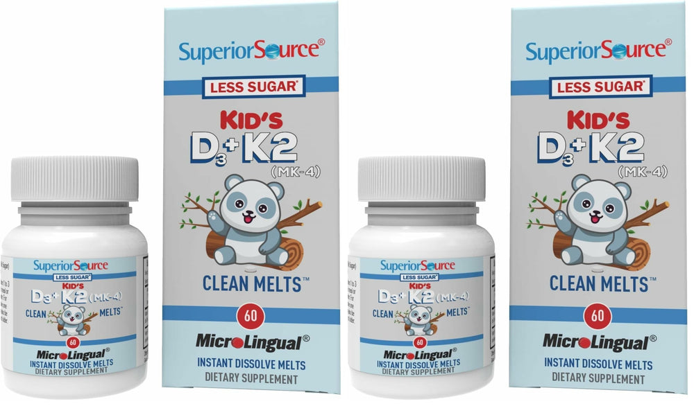 Superior Source Kid's D3 & K2 tablet on tongue for easy daily use