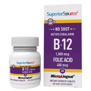 Superior Source No Shot B12 tablet dissolving on the tongue.