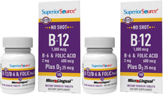 Superior Source No Shot B12 tablets in bottle front for easy daily energy support