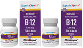 Superior Source No Shot B12 with folic acid tablets dissolve under the tongue for easy absorption.