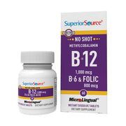 Tableta sublingual de Superior Source con disolución rápida para absorción eficiente.