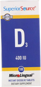 Superior Source Vitamin D3 400 IU dissolving tablet ready to use, quick absorption