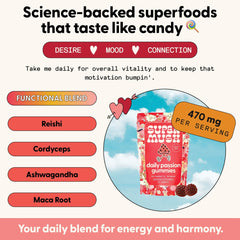 SuperMush close-up ingredients showing cordyceps and maca for natural energy.