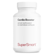 Supersmart Cardio Booster bottle front showing label and vegan formula benefits.