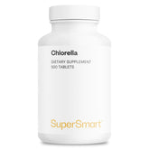 Supersmart Chlorella tablets in bottle for daily wellness support.