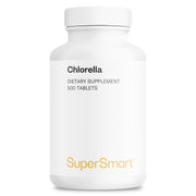 Supersmart Chlorella tablets in bottle for daily wellness support.