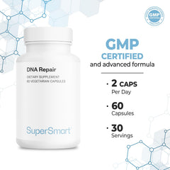 Label detail on Supersmart DNA Repair highlights AC-11 and SOD Gliadin complex.