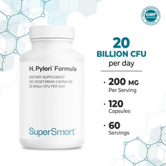 Supersmart H. Pylori product back label with dosing directions.