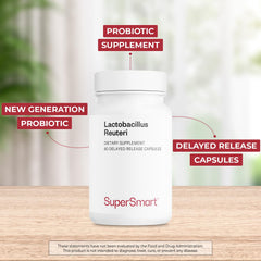 Supersmart non-GMO and gluten-free label on probiotic packaging