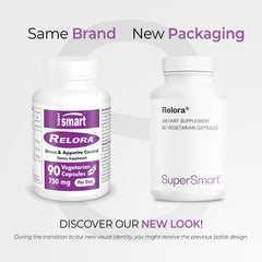 Close-up of Supersmart Relora capsules highlighting high-strength herbal formula