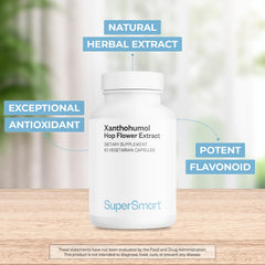 Supersmart Xanthohumol packaging display highlighting clean ingredients