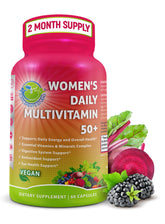 SUPPLEMENTS STUDIO Women's Daily Multivitamin 50 Plus bottle provides easy daily capsule support for energy.