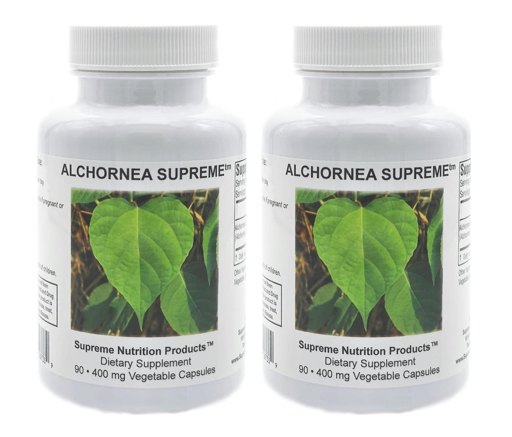 Supreme Nutrition Alchornea Supreme leaves close-up for daily herbal routine.