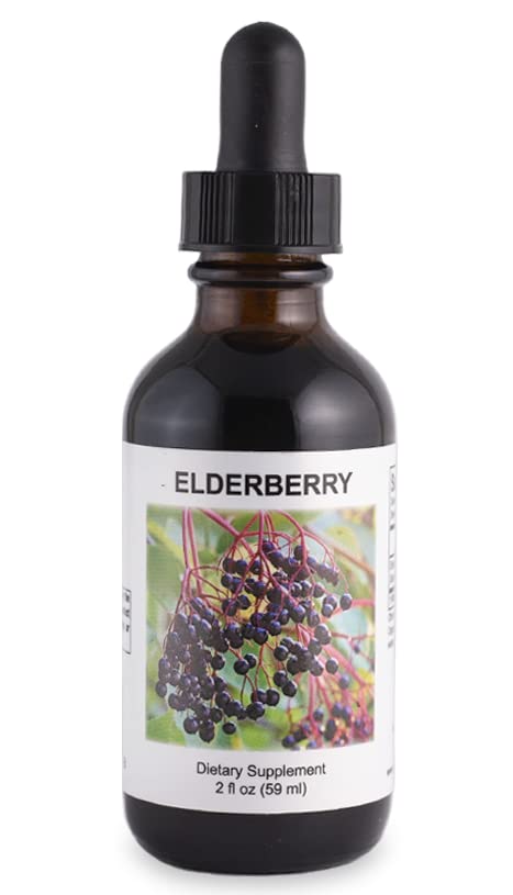 Supreme Nutrition Elderberry Tincture bottle on shelf for daily wellness.