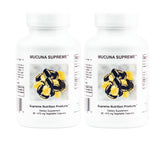 Supreme Nutrition Mucuna Supreme front packaging showing two bottles and label benefits