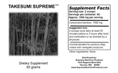 Supreme Nutrition Takesumi Supreme bamboo charcoal powder bottle pour demonstrates convenient use.