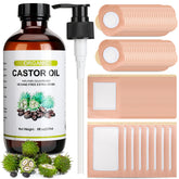 Suquuee castor oil bottle with organic cold-pressed oil for clean, hexane-free use