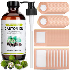 Suquuee castor oil bottle with organic cold-pressed oil for clean, hexane-free use