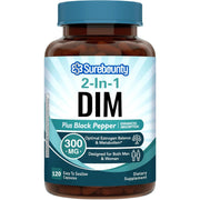 Surebounty DIM supplement bottle for daily hormone balance.