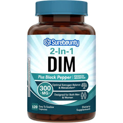 Surebounty DIM supplement bottle for daily hormone balance.