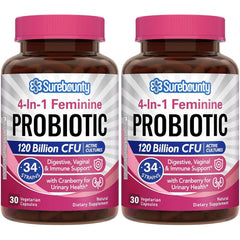 Surebounty Probiotics for Women bottle front highlighting high potency digestive and vaginal support