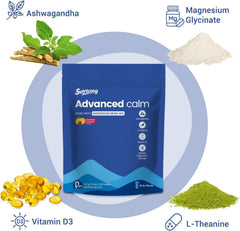 Sutrtcosg Magnesium glycinate and L-theanine scoop with glass for calm focus.