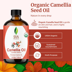 Aplicación en palma de camelia SVA para textura ligera y absorción
