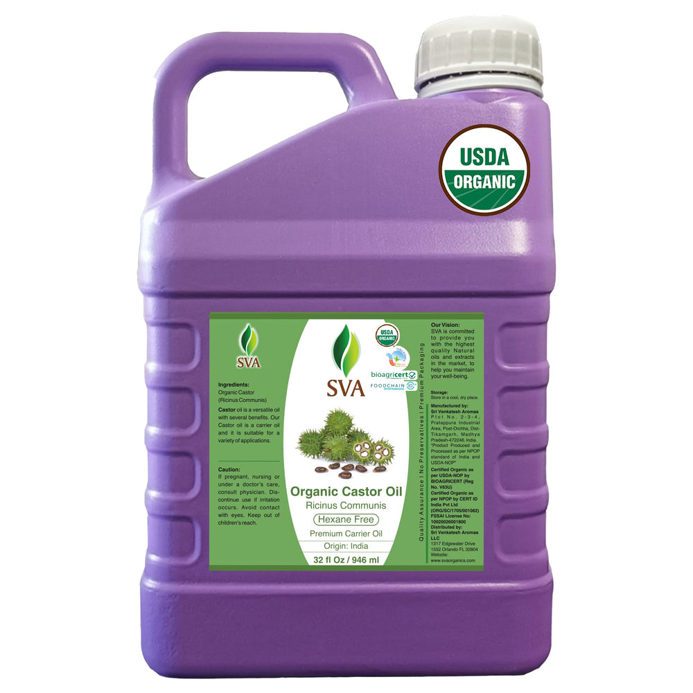 SVA Castor Seed Oil bottle with easy application and cold-pressed quality