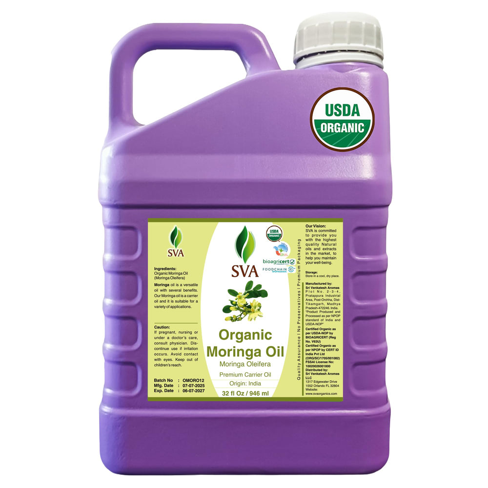 SVA Moringa Seed Oil bottle with dropper for easy facial application