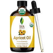 SVA Organics Aceite de albaricoque: botella con cuentagotas para aplicación precisa en rostro y cuerpo.