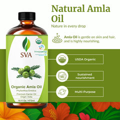 Pouring SVA Organic Amla Oil for easy scalp massage.